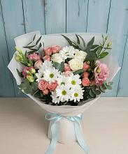 Букет цветов из:  Розы, Лизиантусы и Хризантемы в Дмитровское