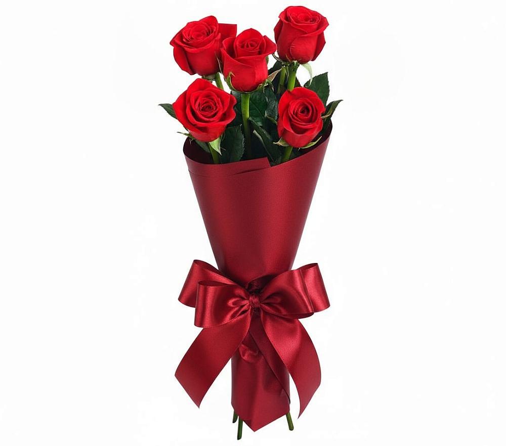 Букет 5 Красных роз Эдлесс Лав в Дмитровское