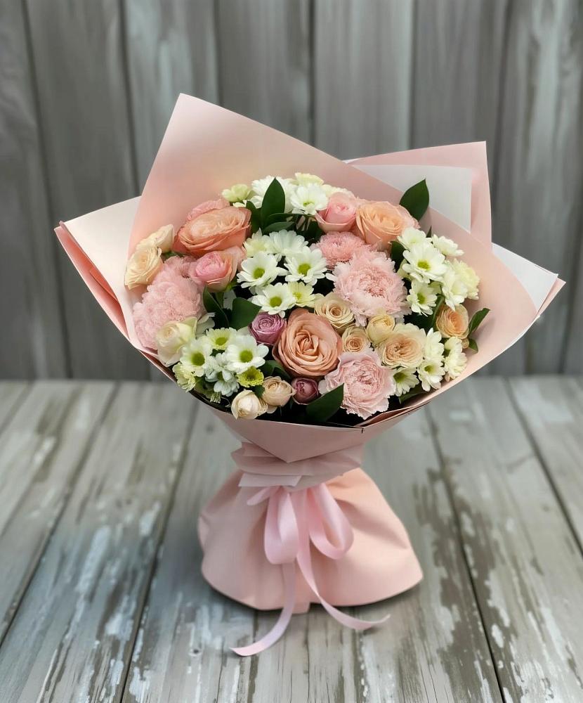 Букет цветов из: Гвоздики, Розы и Хризантемы в Дмитровское