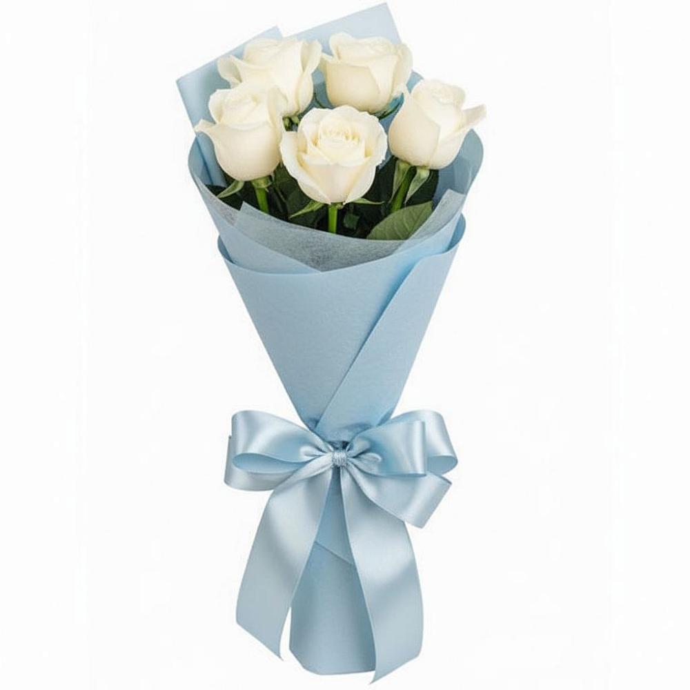 Букет 5 Белых роз Проуд в Дмитровское