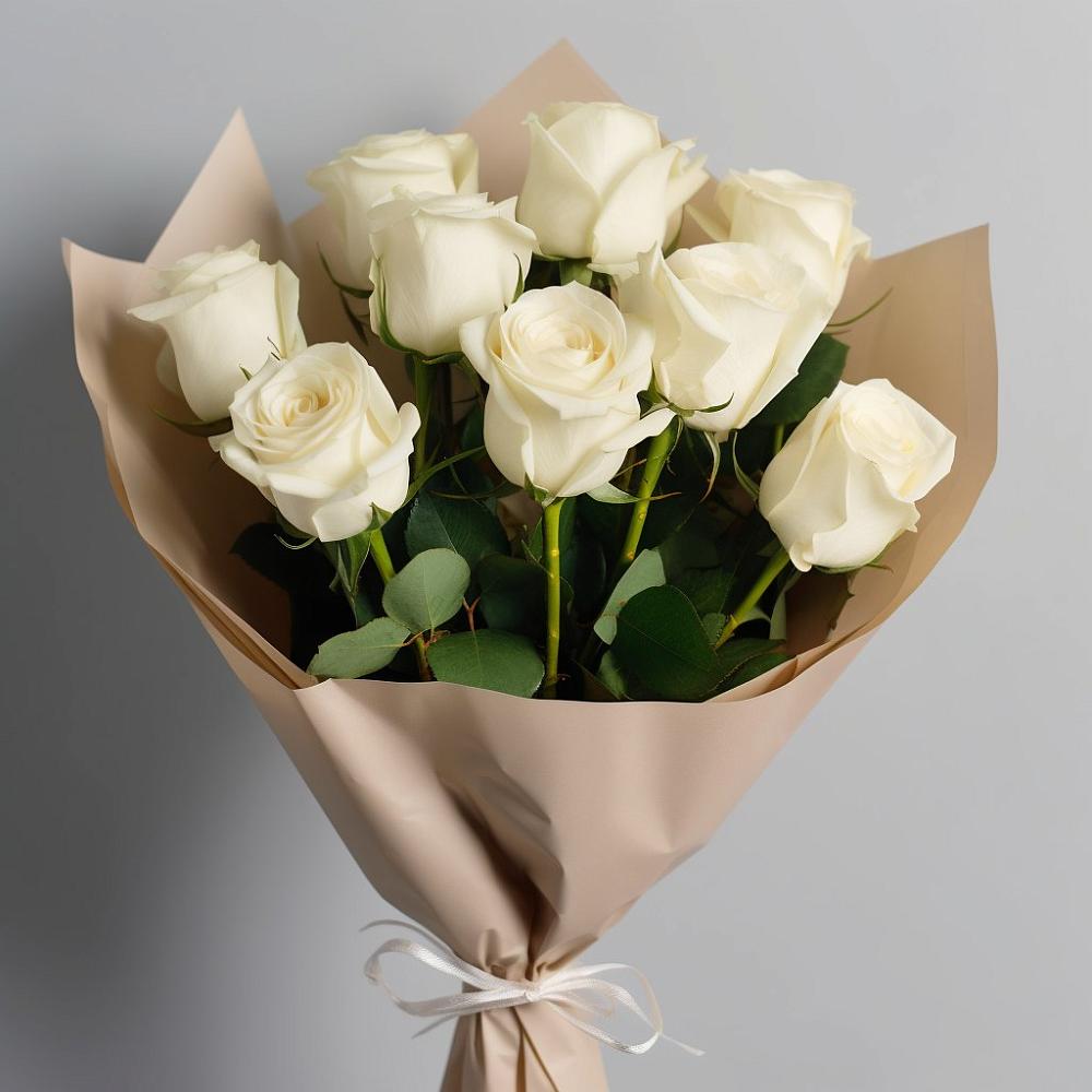 Букет 9 Белых роз Эдлесс Лав в Дмитровское