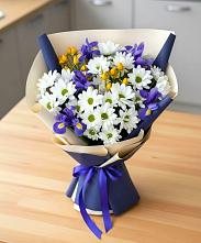 Букет цветов из:  Розы, Ирисы и Хризантемы #REPLACE_PRED# Дмитровское