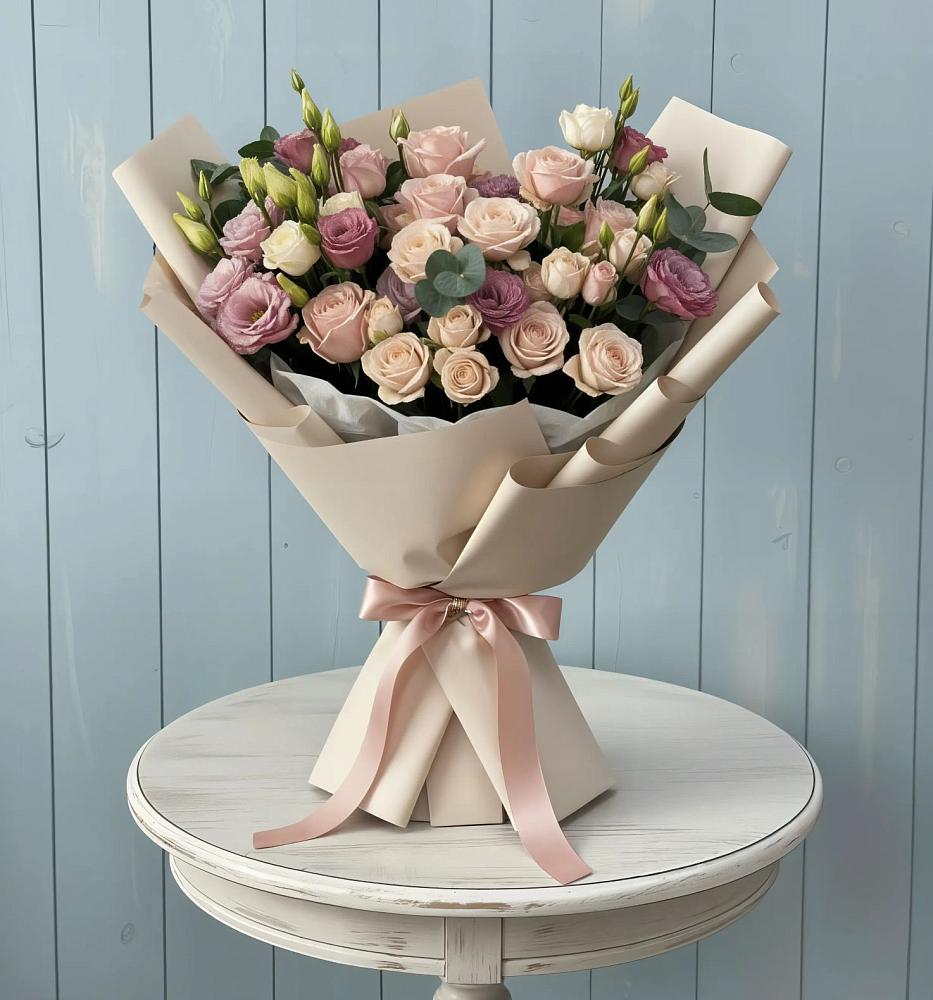 Букет цветов из: Розы и Лизиантусы в Дмитровское