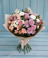 Букет цветов из:  Хризантемы, Розы и Альстромерии #REPLACE_PRED# Дмитровское