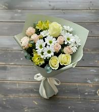 Букет цветов из:  Альстромерии, Розы и Хризантемы в Дмитровское