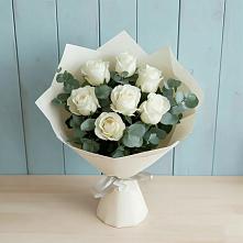 Букет Белые розы в Эвкалипте #REPLACE_PRED# Дмитровское